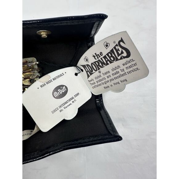 Vintage Sirco Hong Kong Pink Cameo Black Patent Leather Keyholder Wallet Pouch - Picture 4 of 4